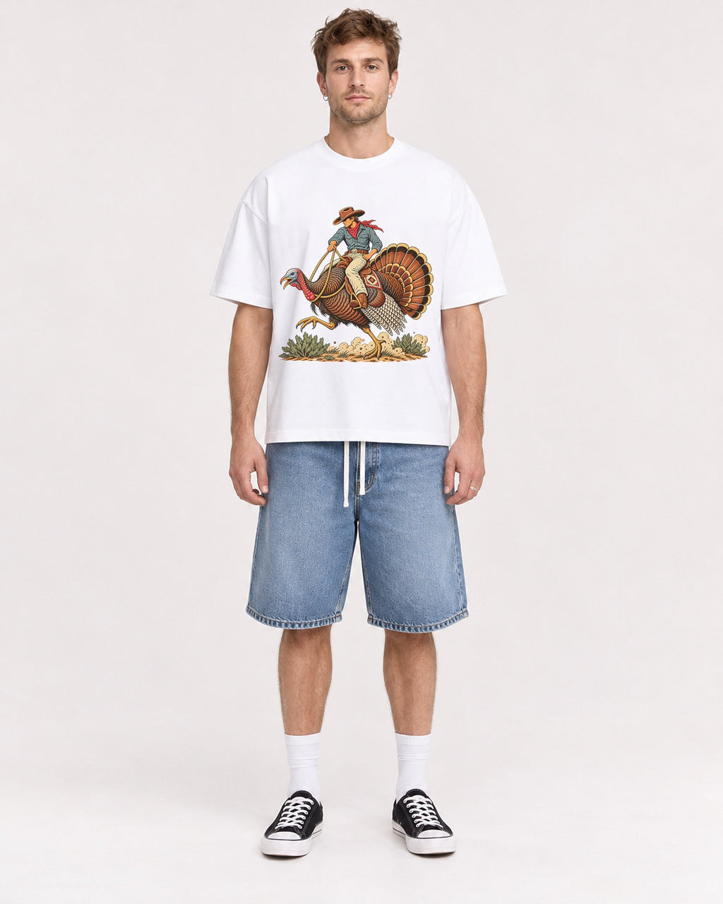 Mockup Boxy Heavyweight Tee White male full-body 08