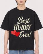 Mockup Boxy Heavyweight Tee Black male close-up 11