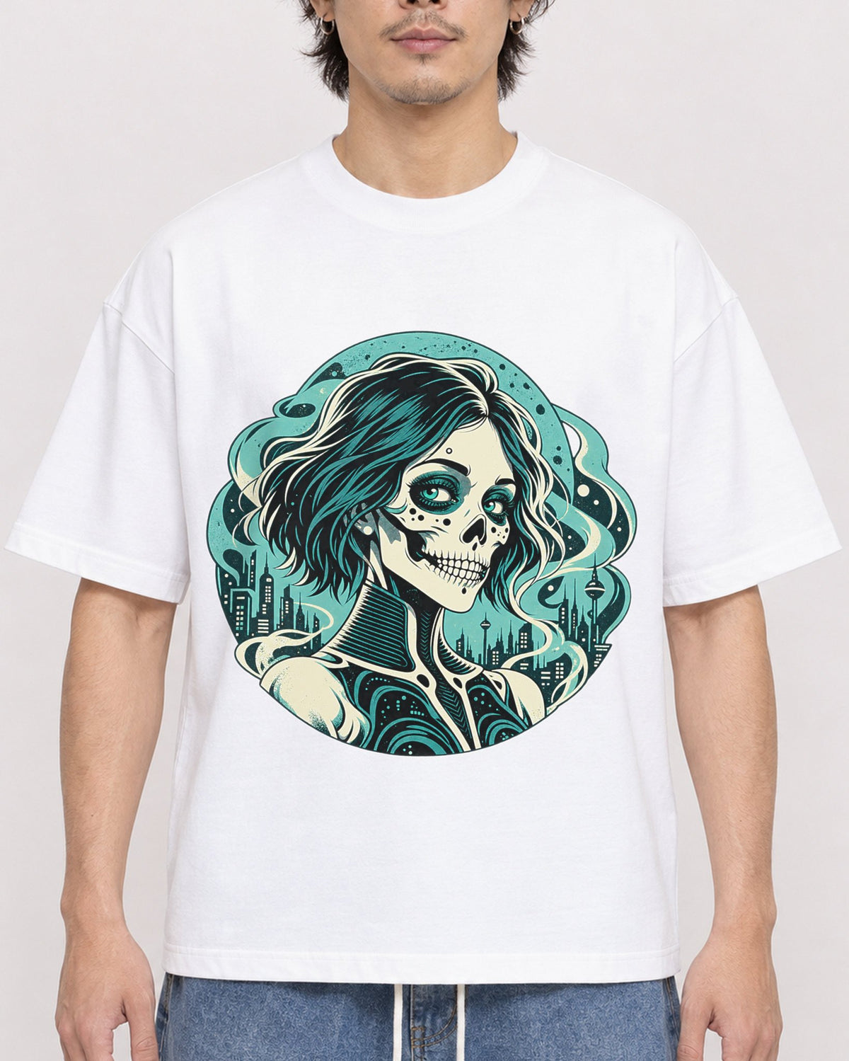 Mockup Boxy Heavyweight Tee White male close-up 03