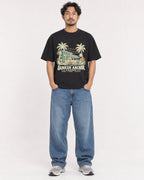 Mockup Boxy Heavyweight Tee Black male full-body 02