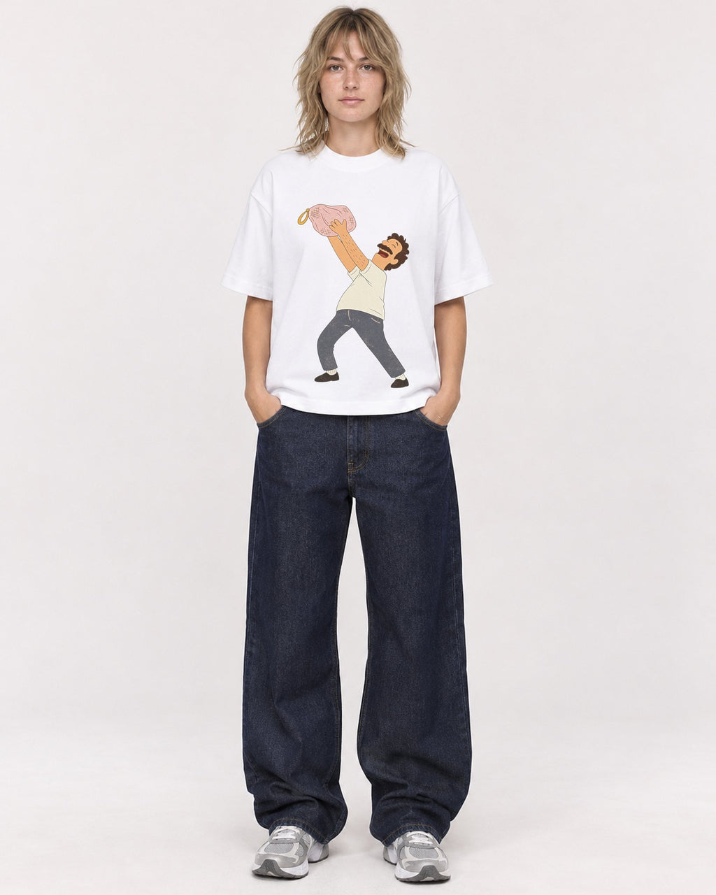 Mockup Boxy Heavyweight Tee White female full-body 19