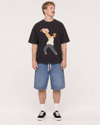 Mockup Boxy Heavyweight Tee Black male full-body 19