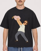 Mockup Boxy Heavyweight Tee Black male close-up 19