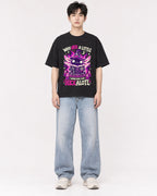 Mockup Boxy Heavyweight Tee Black male full-body 01