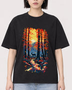 Mockup Boxy Heavyweight Tee Black female close-up 11