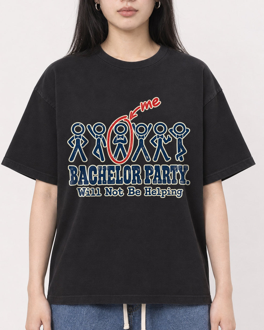 Mockup Boxy Heavyweight Tee Black female close-up 01