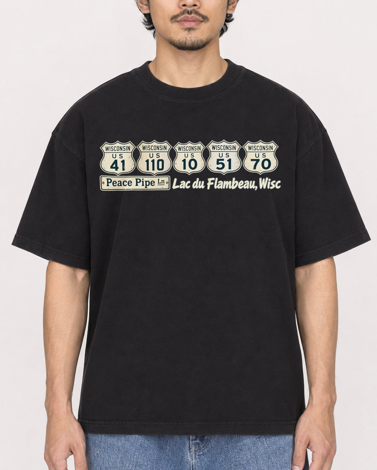 Mockup Boxy Heavyweight Tee Black male close-up 02