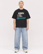 Mockup Boxy Heavyweight Tee Black male full-body 33