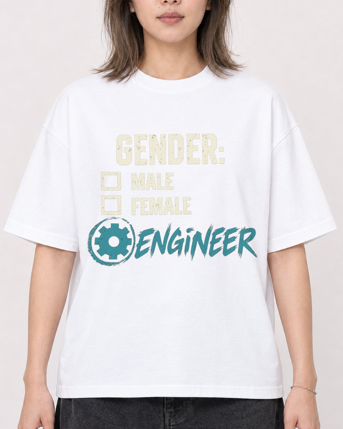 Mockup Boxy Heavyweight Tee White female close-up 33