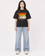 Mockup Boxy Heavyweight Tee Black female full-body 03