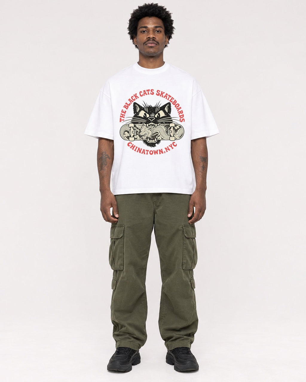 Mockup Boxy Heavyweight Tee White male full-body 24