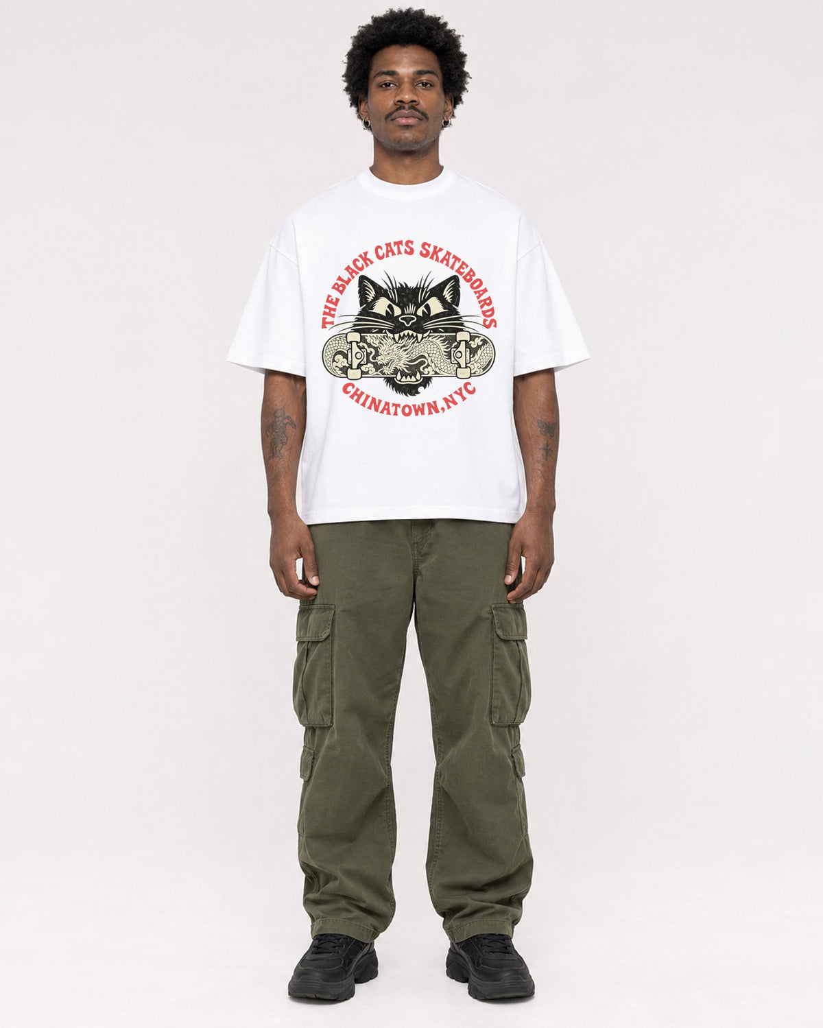 Mockup Boxy Heavyweight Tee White male full-body 24