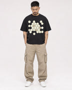 Mockup Boxy Heavyweight Tee Black male full-body 12