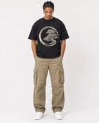 Mockup Boxy Heavyweight Tee Black male full-body 40