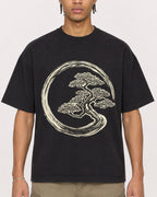 Mockup Boxy Heavyweight Tee Black male close-up 40