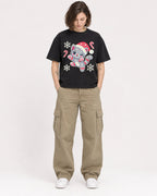 Mockup Boxy Heavyweight Tee Black female full-body 18
