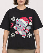 Mockup Boxy Heavyweight Tee Black female close-up 18
