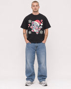 Mockup Boxy Heavyweight Tee Black male full-body 18