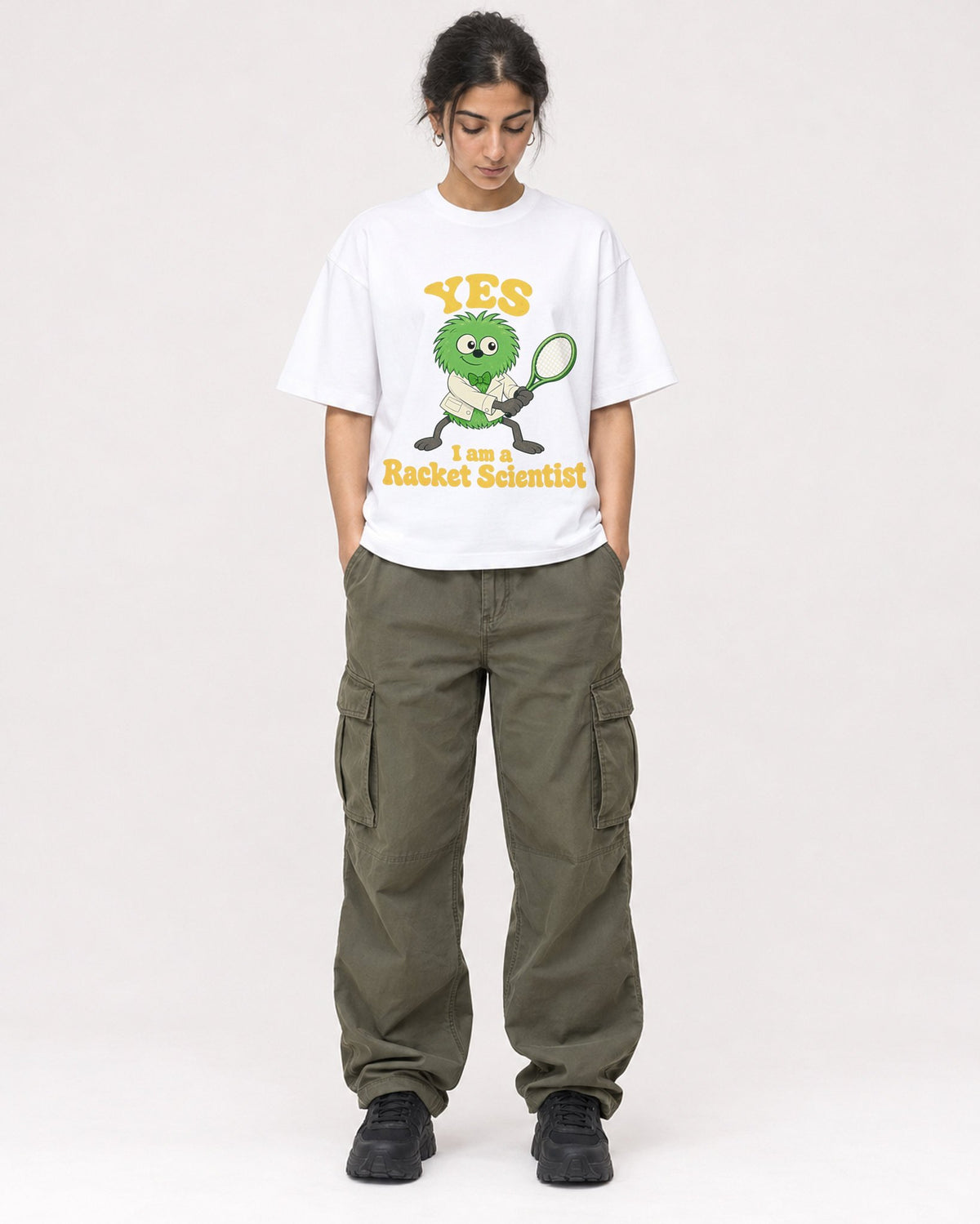 Mockup Boxy Heavyweight Tee White female full-body 17