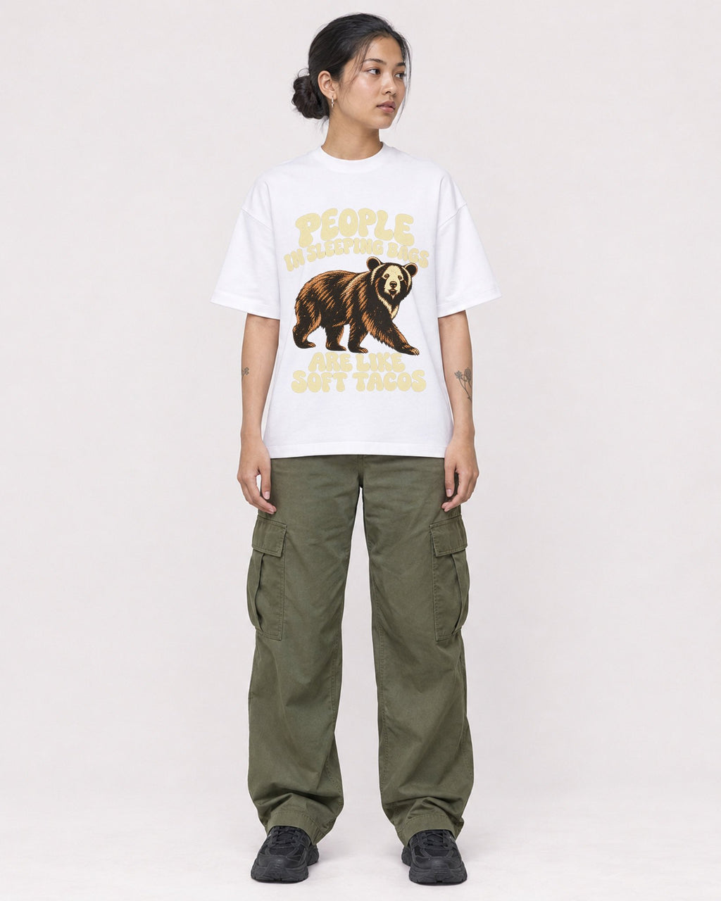 Mockup Boxy Heavyweight Tee White female full-body 12