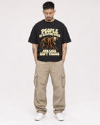 Mockup Boxy Heavyweight Tee Black male full-body 12