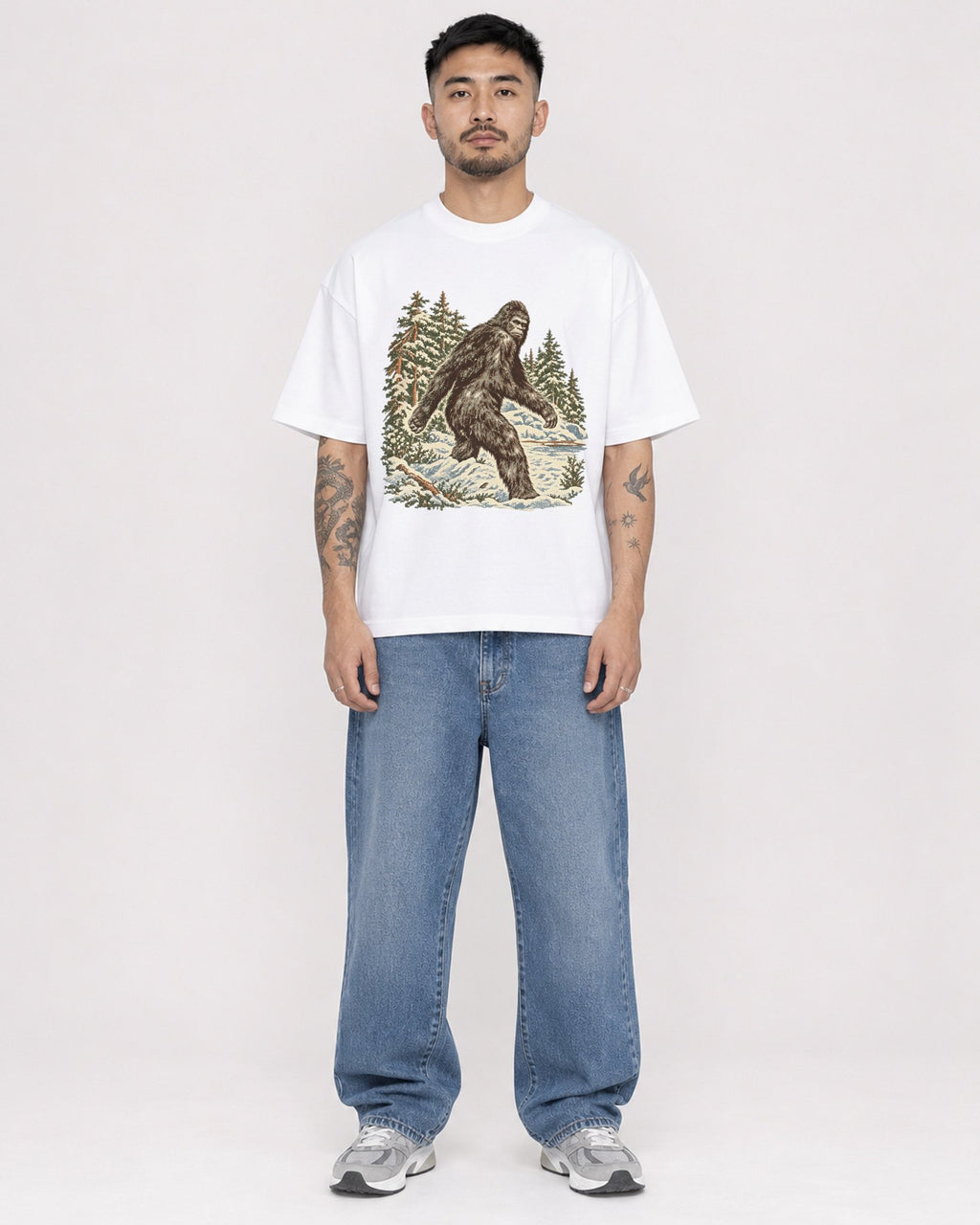 Mockup Boxy Heavyweight Tee White male full-body 12