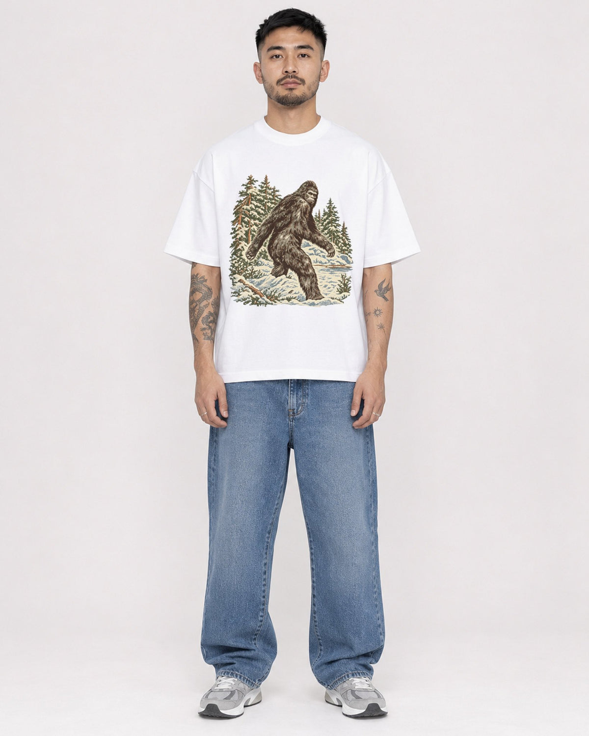 Mockup Boxy Heavyweight Tee White male full-body 12