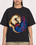 Mockup Boxy Heavyweight Tee Black female close-up 50