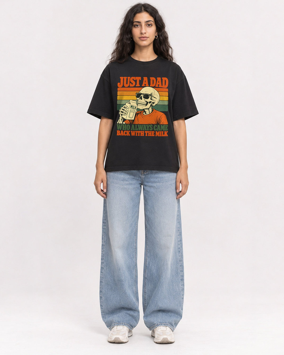 Mockup Boxy Heavyweight Tee Black female full-body 07
