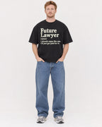 Mockup Boxy Heavyweight Tee Black male full-body 38