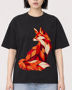 Mockup Boxy Heavyweight Tee Black female close-up 11