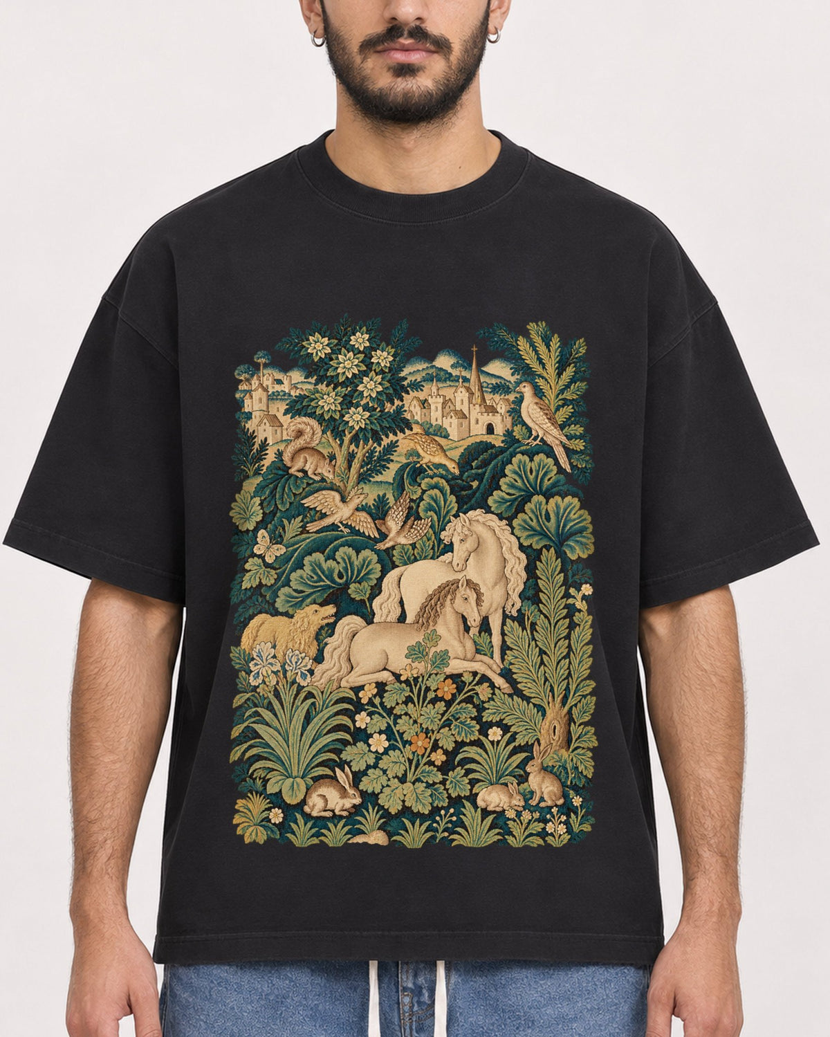 Mockup Boxy Heavyweight Tee Black male close-up 07