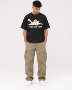 Mockup Boxy Heavyweight Tee Black male full-body 16