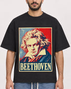 Mockup Boxy Heavyweight Tee Black male close-up 07