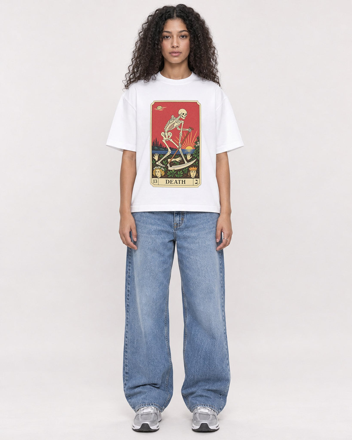 Mockup Boxy Heavyweight Tee White female full-body 10
