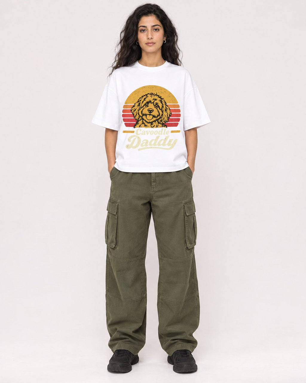 Mockup Boxy Heavyweight Tee White female full-body 07