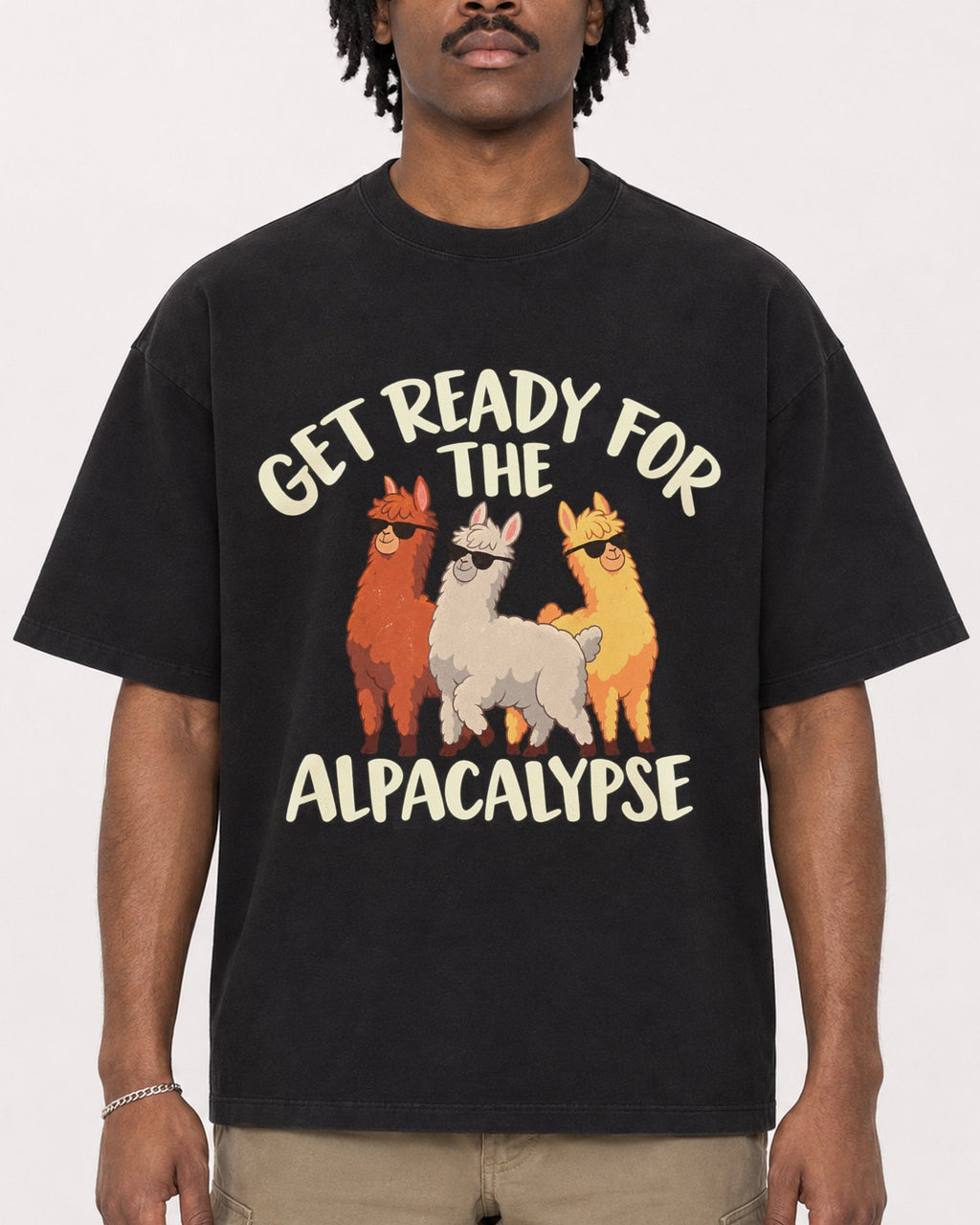 Mockup Boxy Heavyweight Tee Black male close-up 04