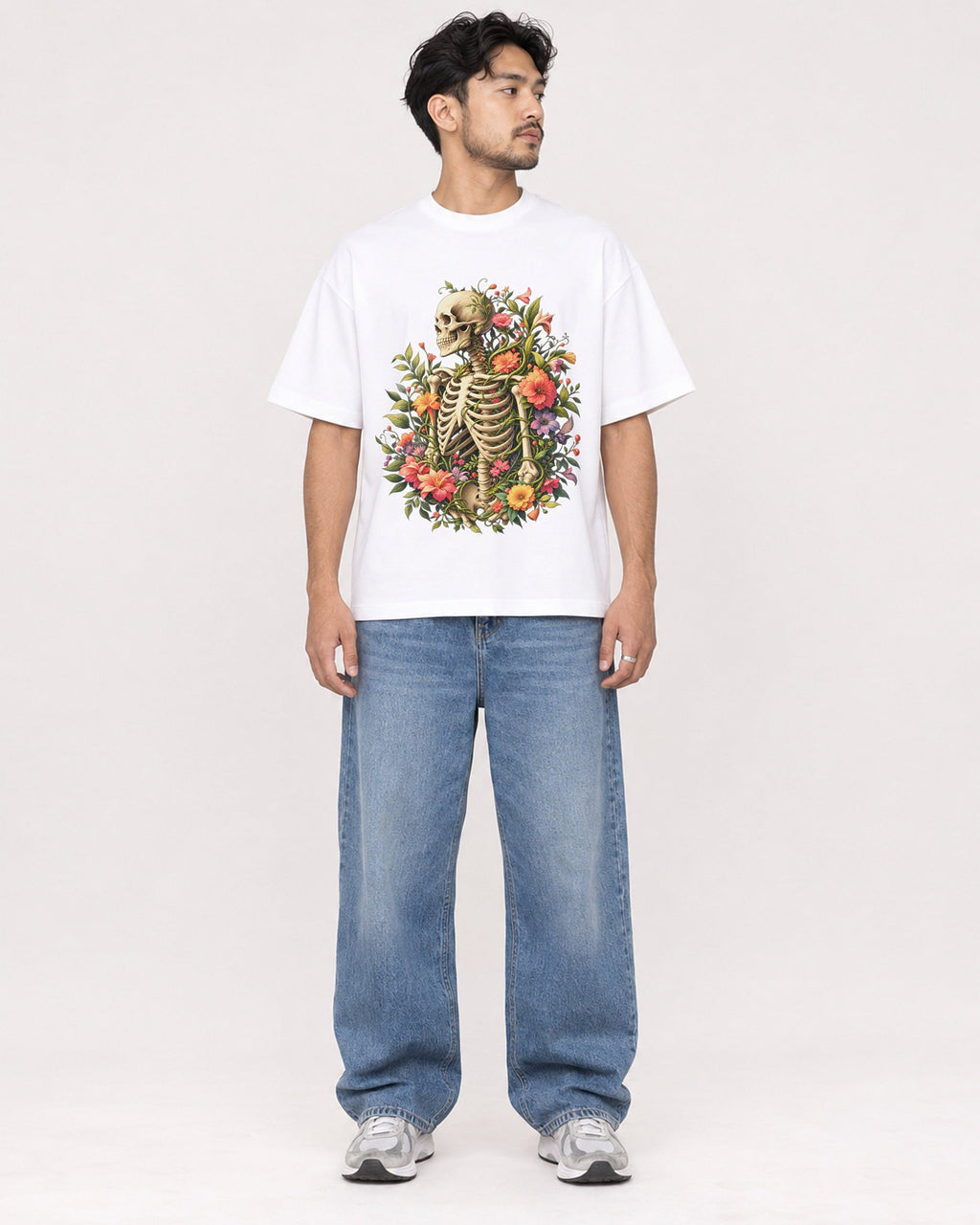 Mockup Boxy Heavyweight Tee White male full-body 02