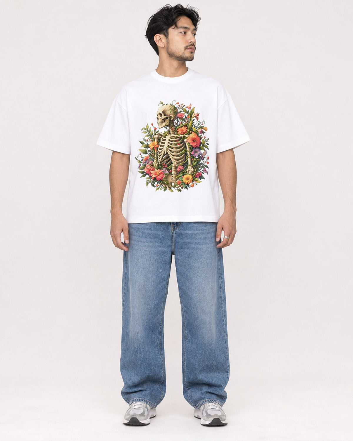 Mockup Boxy Heavyweight Tee White male full-body 02
