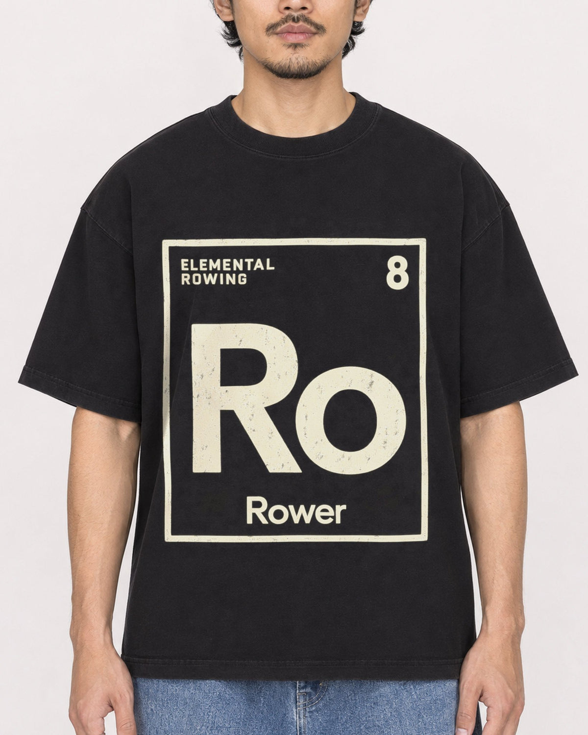 Mockup Boxy Heavyweight Tee Black male close-up 02