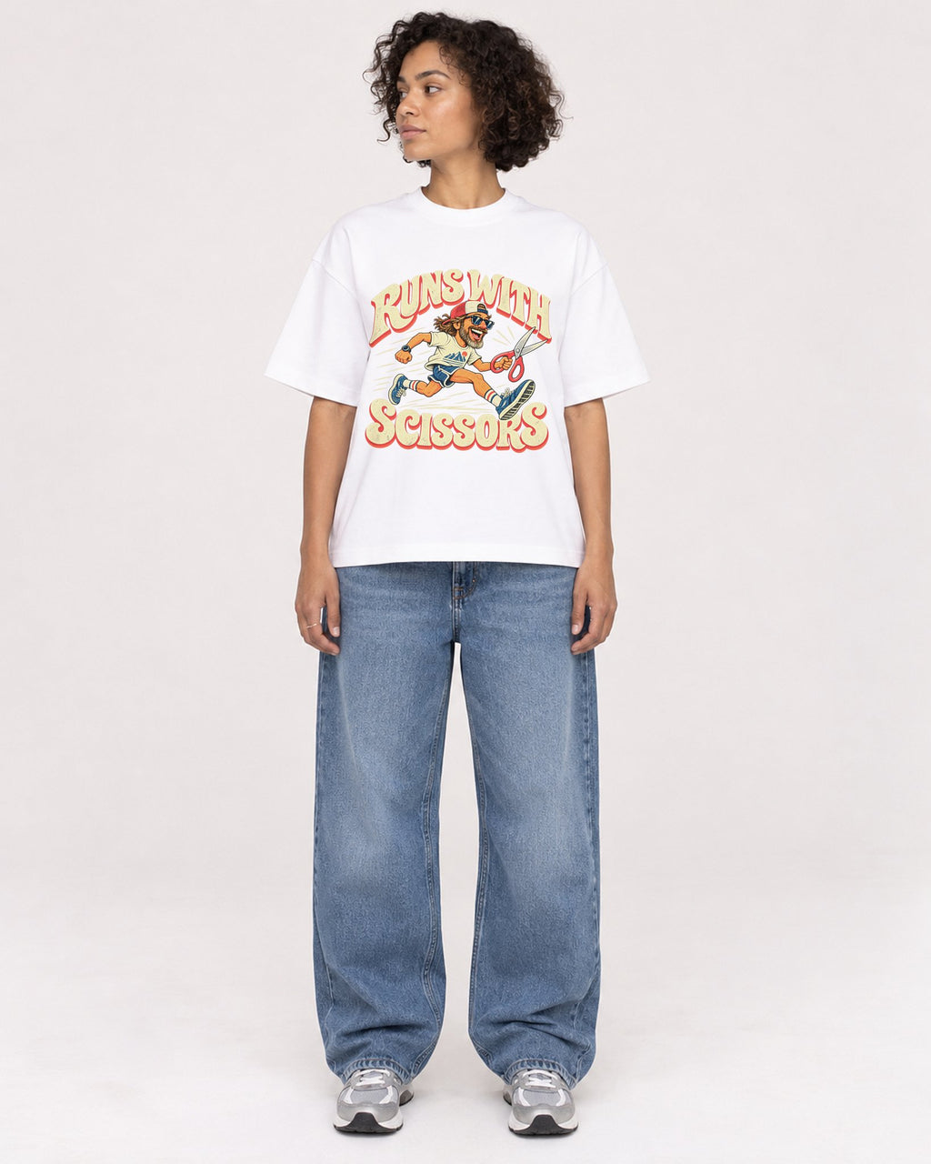 Mockup Boxy Heavyweight Tee White female full-body 40