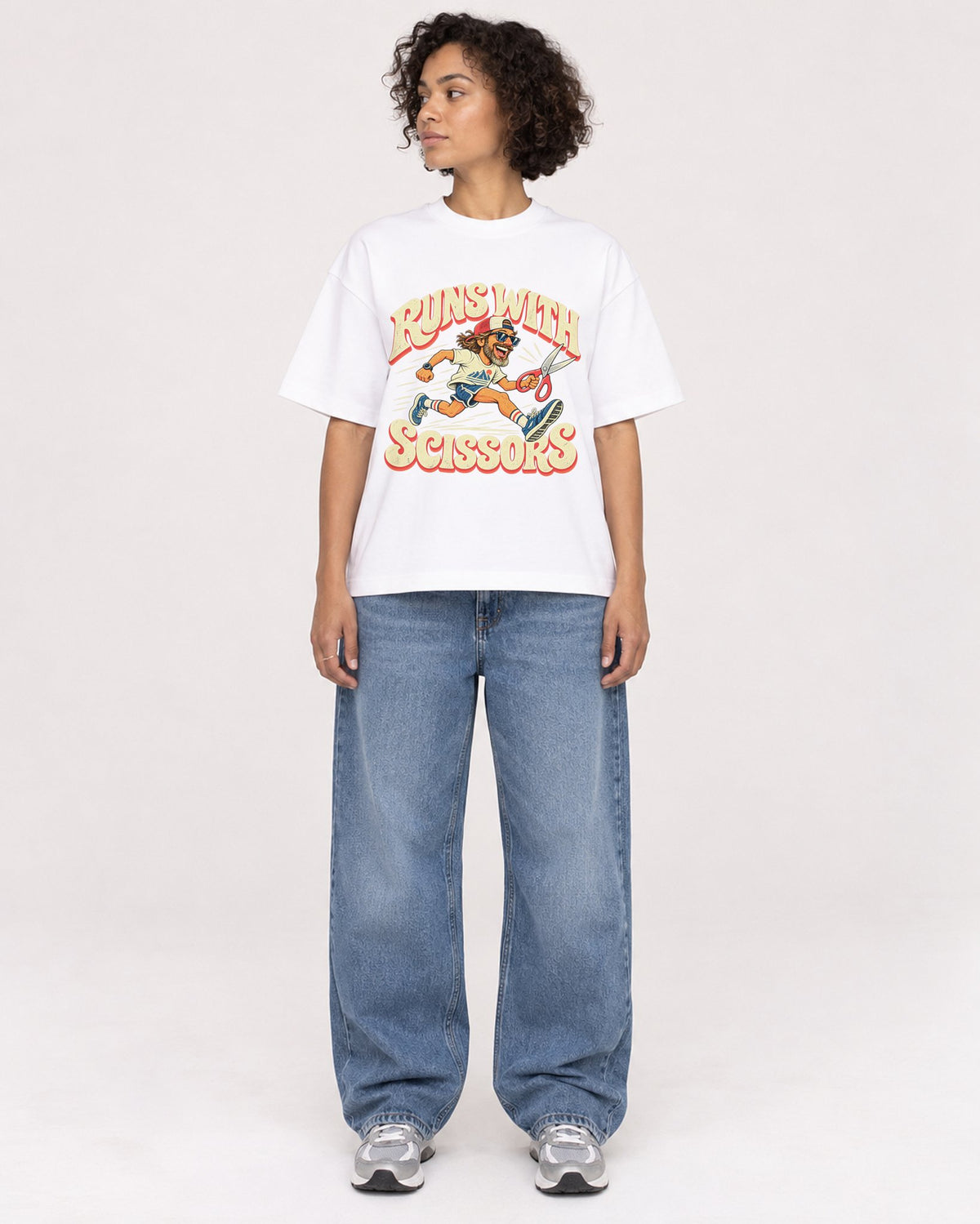 Mockup Boxy Heavyweight Tee White female full-body 40