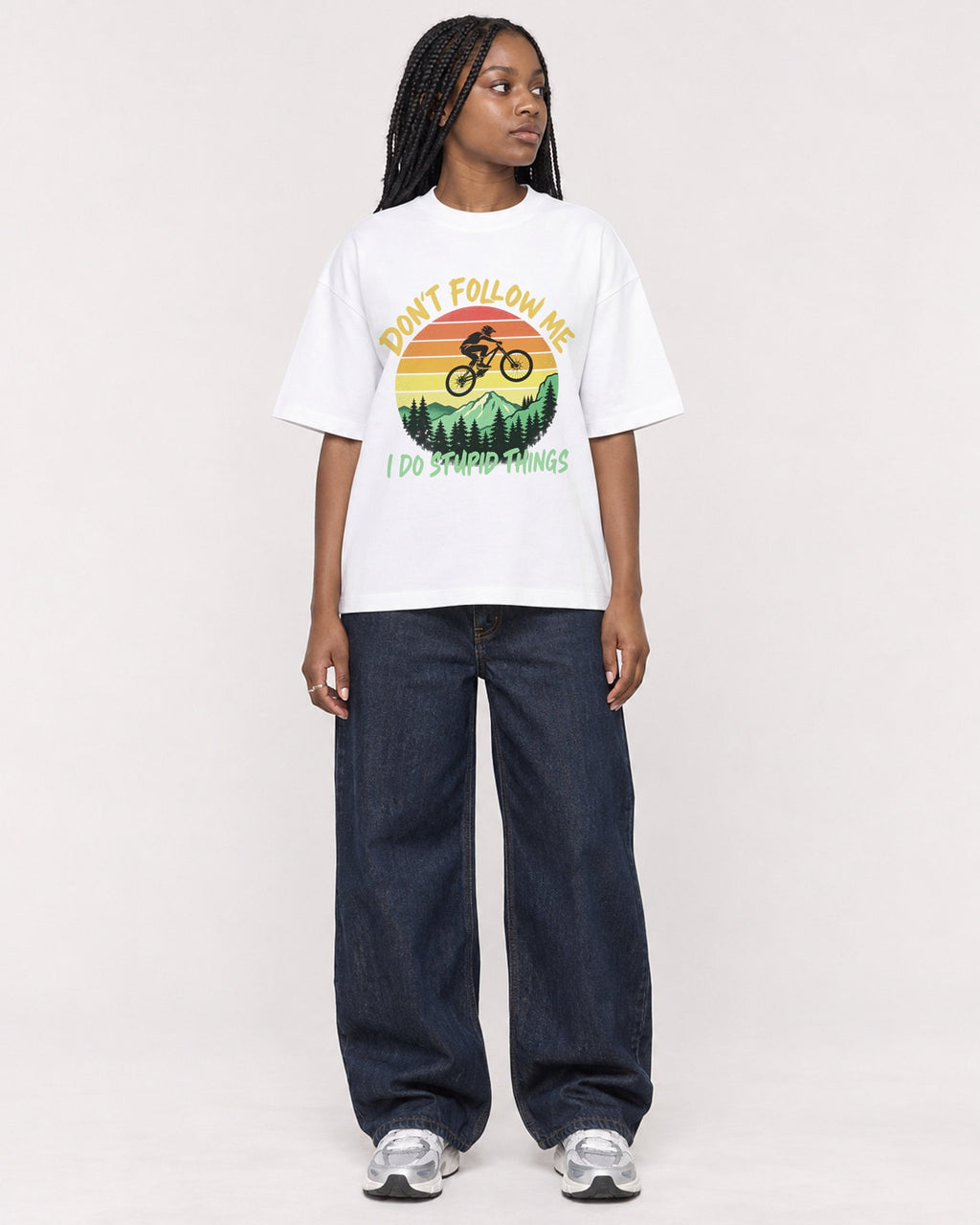 Mockup Boxy Heavyweight Tee White female full-body 04