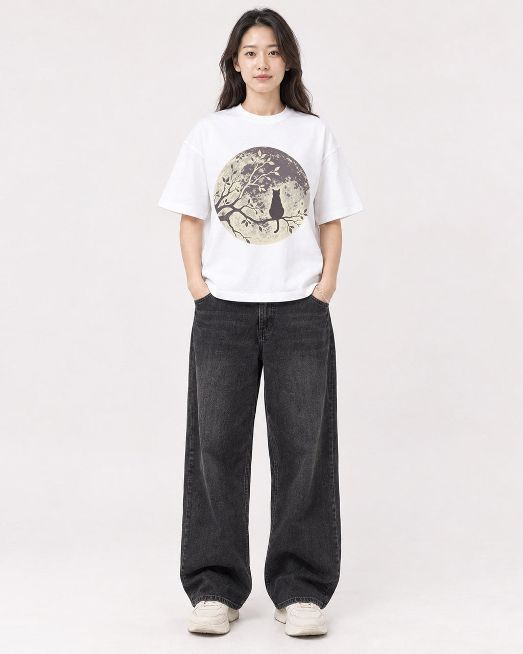 Mockup Boxy Heavyweight Tee White female full-body 03