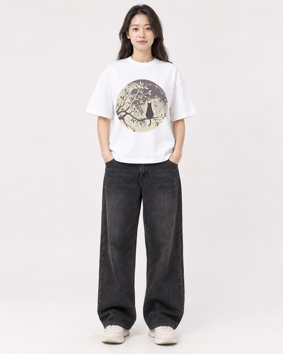 Mockup Boxy Heavyweight Tee White female full-body 03