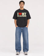 Mockup Boxy Heavyweight Tee Black male full-body 10