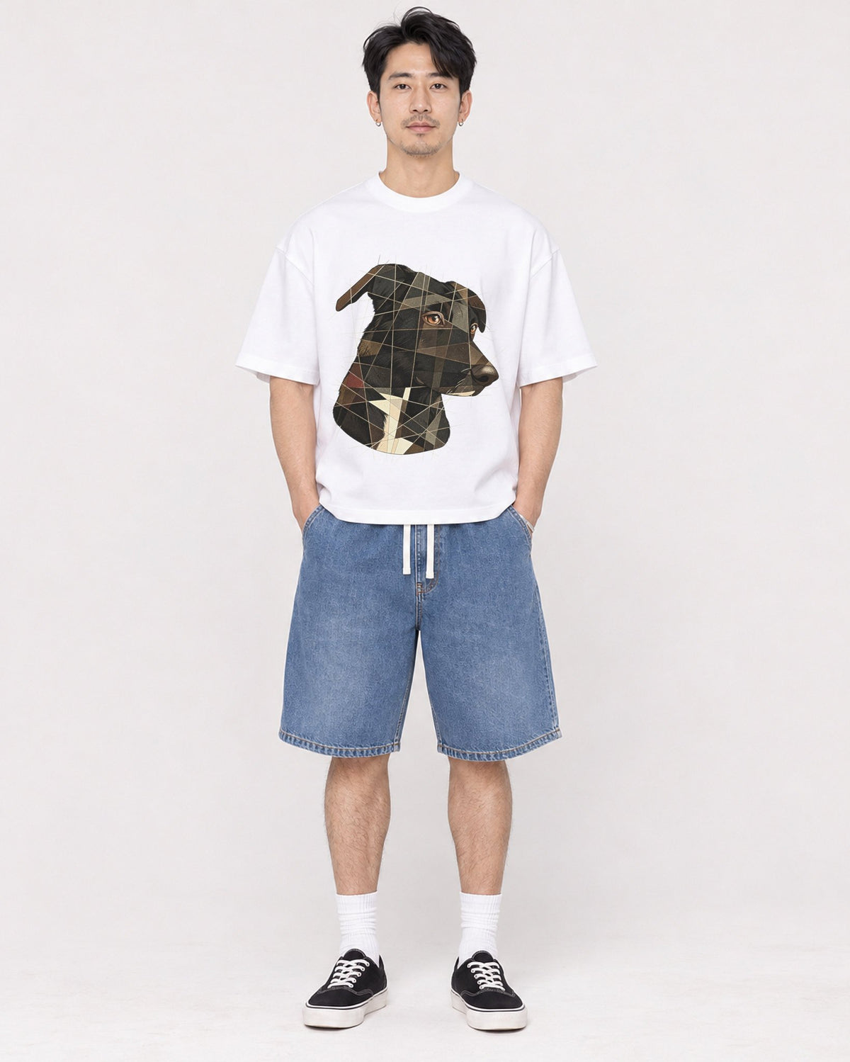 Mockup Boxy Heavyweight Tee White male full-body 13