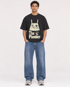 Mockup Boxy Heavyweight Tee Black male full-body 10