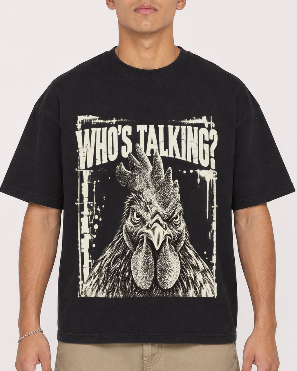 Mockup Boxy Heavyweight Tee Black male close-up 16