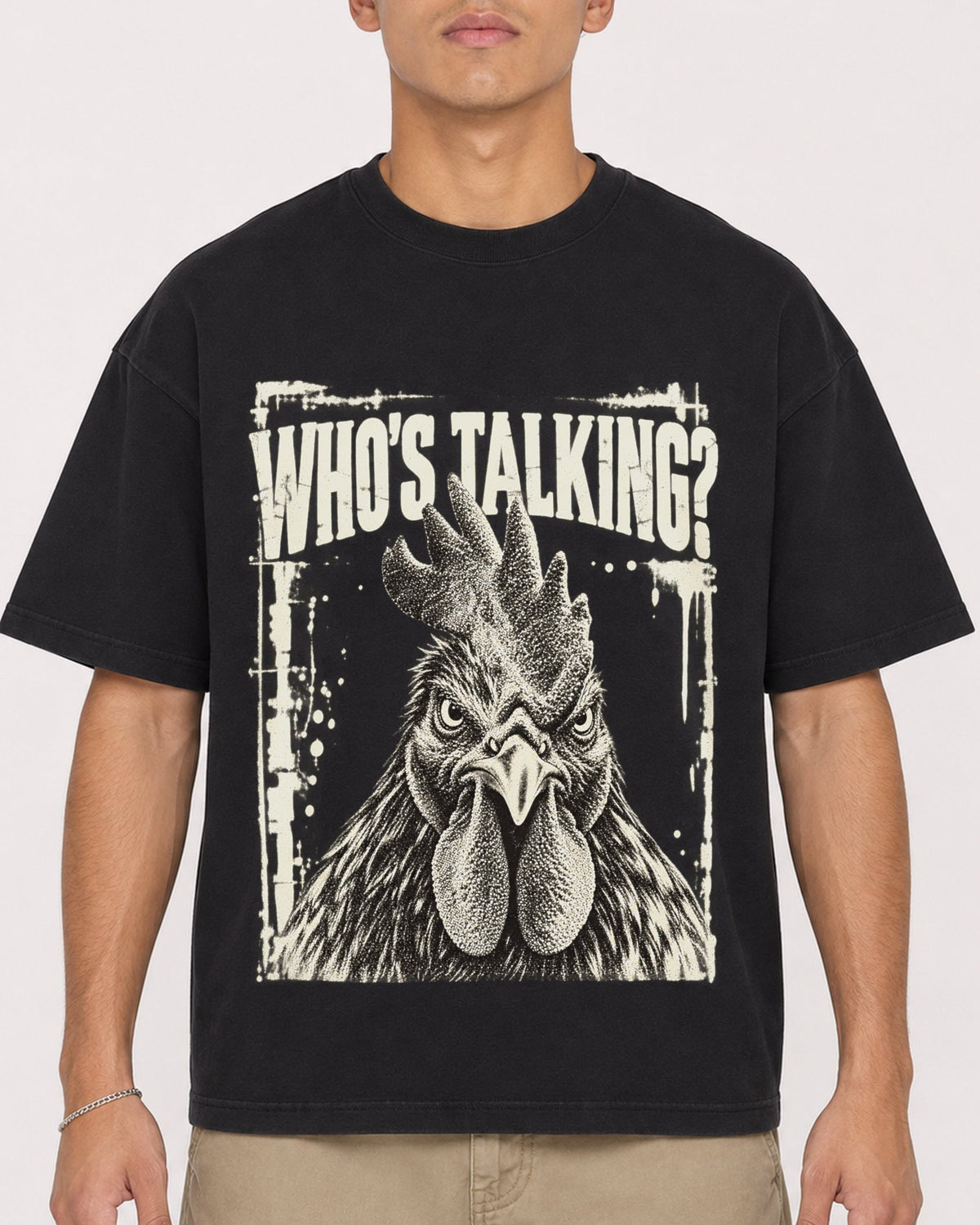 Mockup Boxy Heavyweight Tee Black male close-up 16
